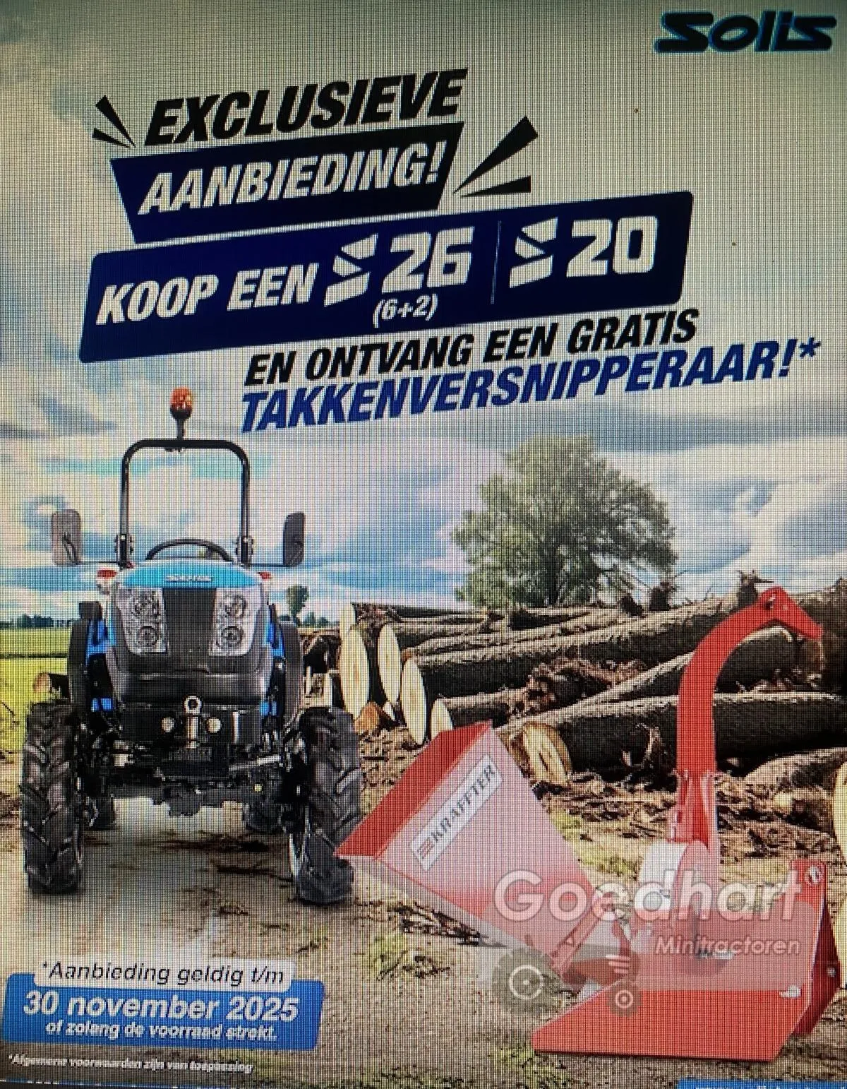 Gratis hakselaar bij Solis 20 en 26 geschakeld !!